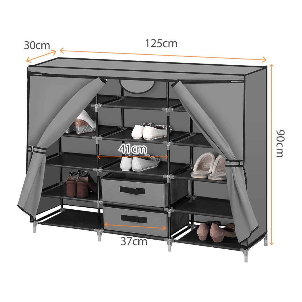 living room Shoe Rack Diy Portable Storage Cabinet Grey