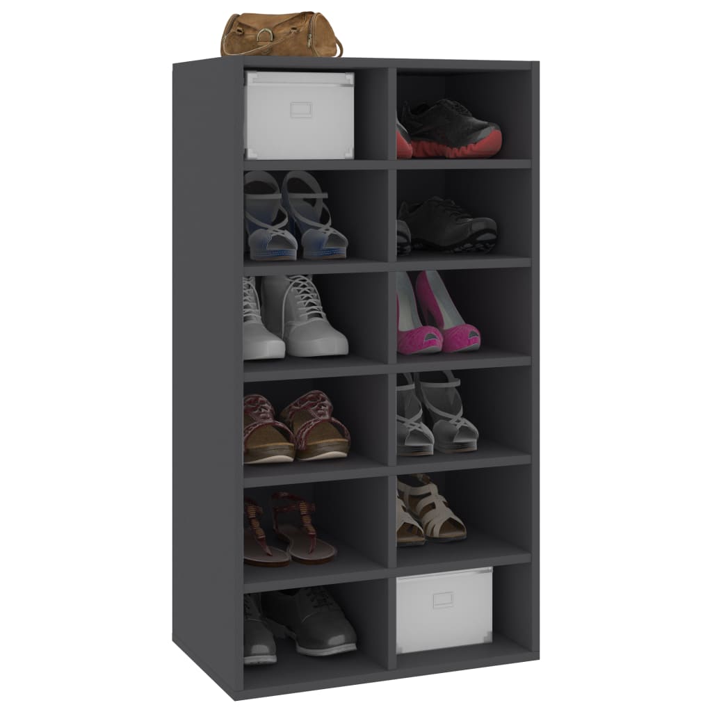 Shoe Rack Grey 54x34x100 cm Chipboard