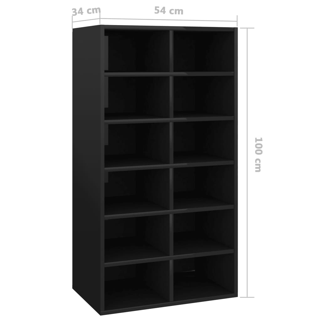 Shoe Rack High Gloss Black 54x34x100 cm Chipboard