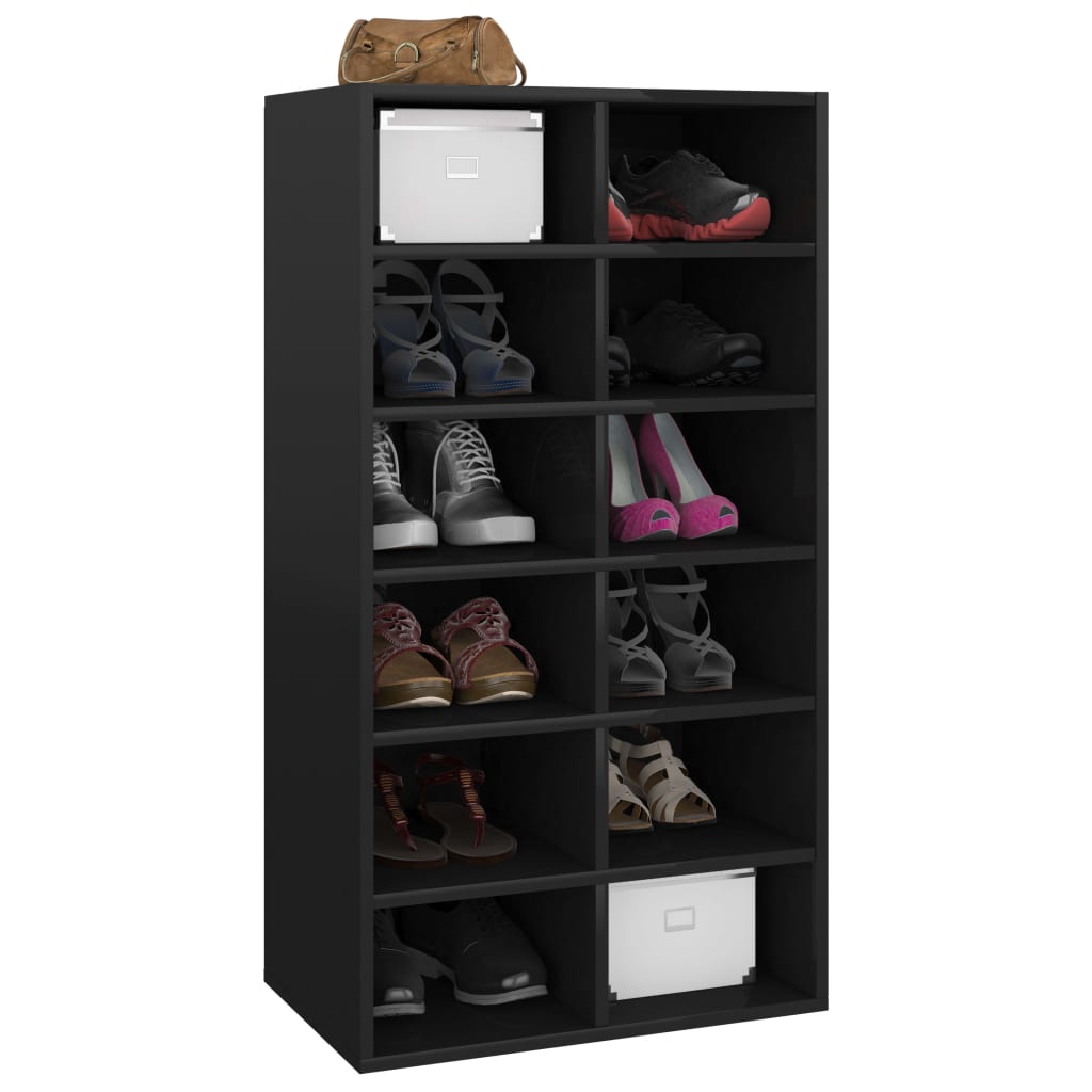 Shoe Rack High Gloss Black 54x34x100 cm Chipboard