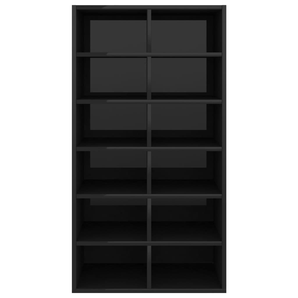 Shoe Rack High Gloss Black 54x34x100 cm Chipboard