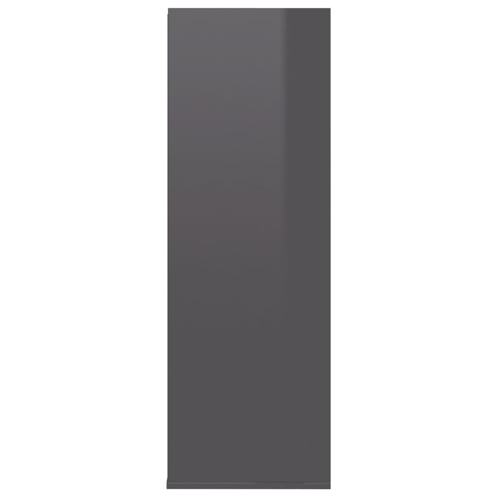 Shoe Rack High Gloss Grey 54x34x100 cm Chipboard