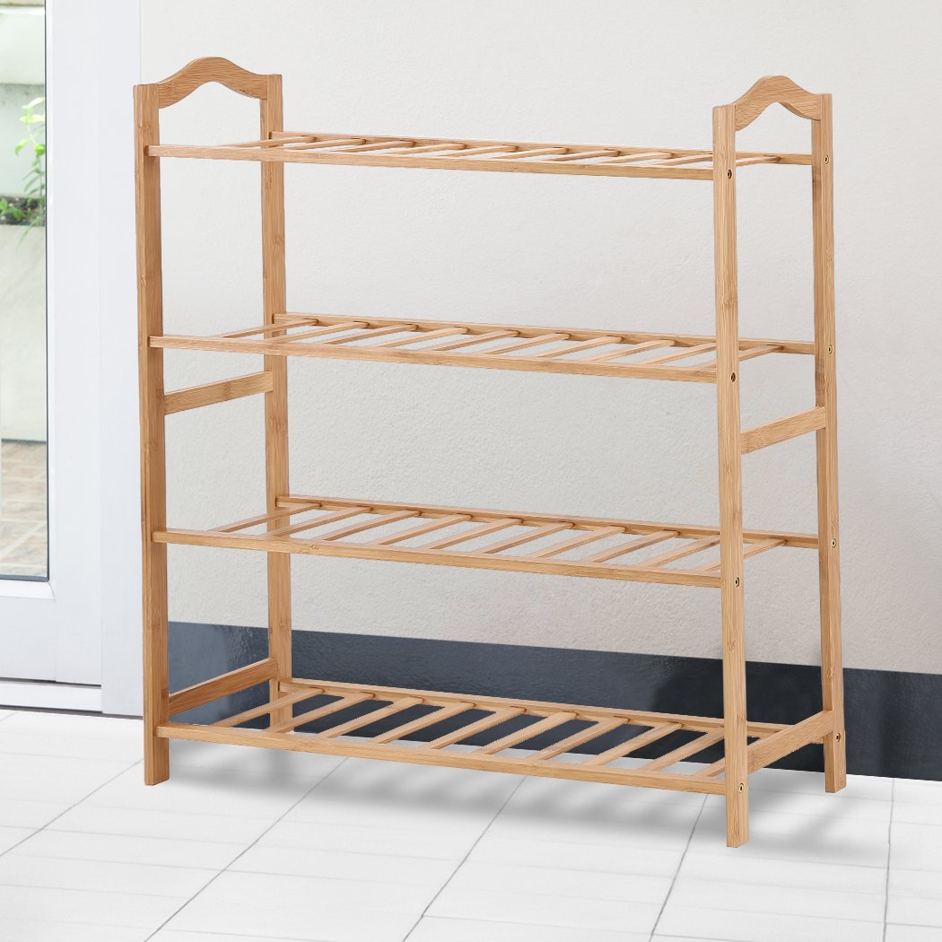living room Shoe Rack Storage Wooden Shelf Stand 4 Tiers Layers 90Cm