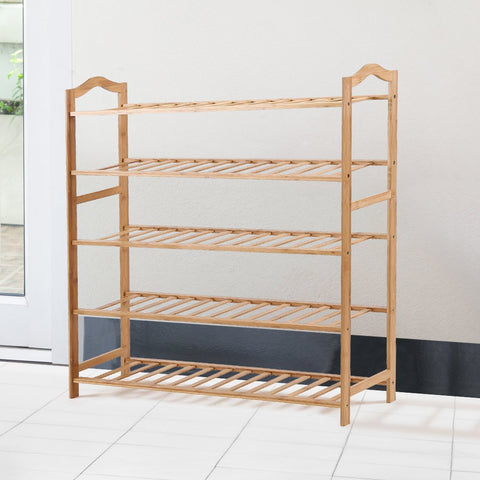 living room Shoe Rack Storage Wooden Shelf Stand 5 Tiers Layers 80Cm