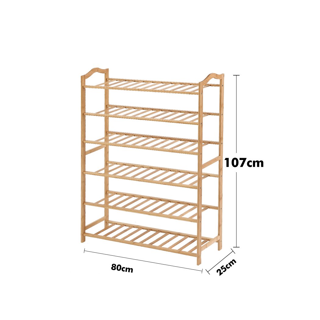 living room Shoe Rack Storage Wooden Shelf Stand 6 Tiers Layers 80Cm