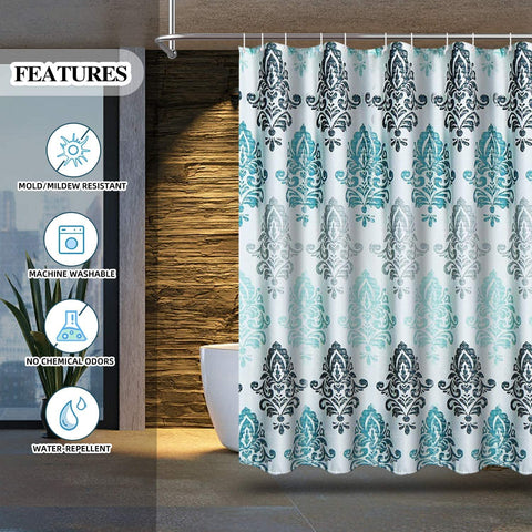 Shower Curtain with 12 Hooks Set Bathroom 180 x 180 cm Modern