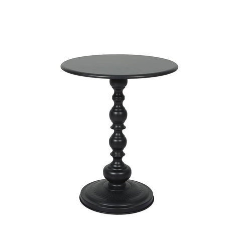Side Table Vintage End Round Tabletop Steel Base Nightstand Antique Black