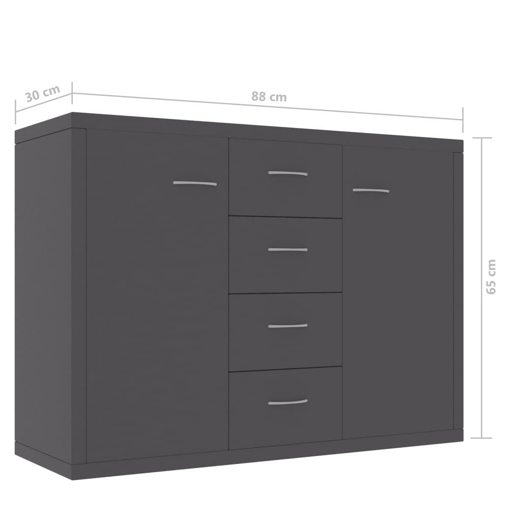 Sideboard Grey 88x30x75 cm Chipboard