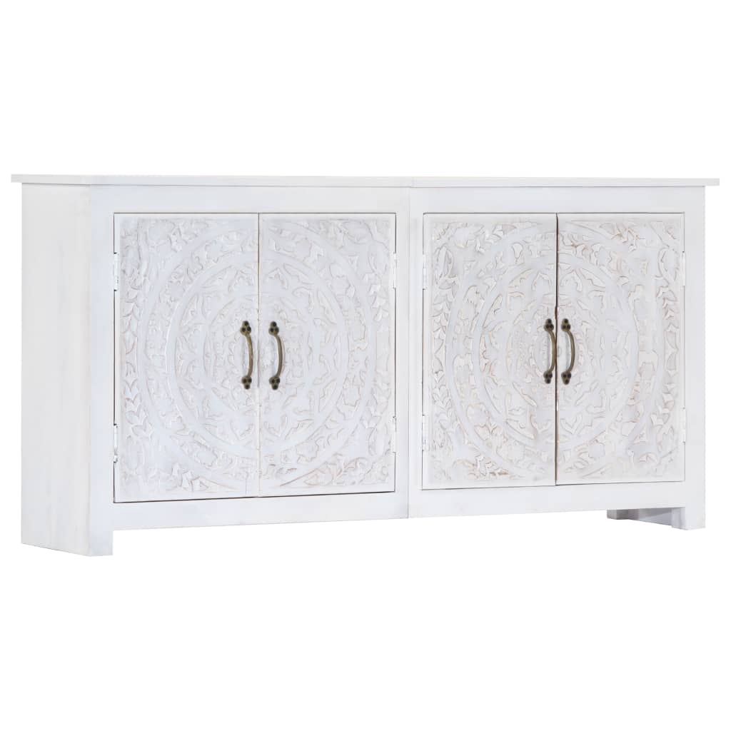 Sideboard Handmade White 140x30x70 cm Solid Acacia Wood