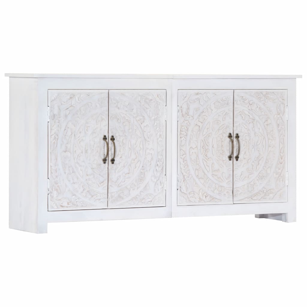 Sideboard Handmade White 140x30x70 cm Solid Acacia Wood