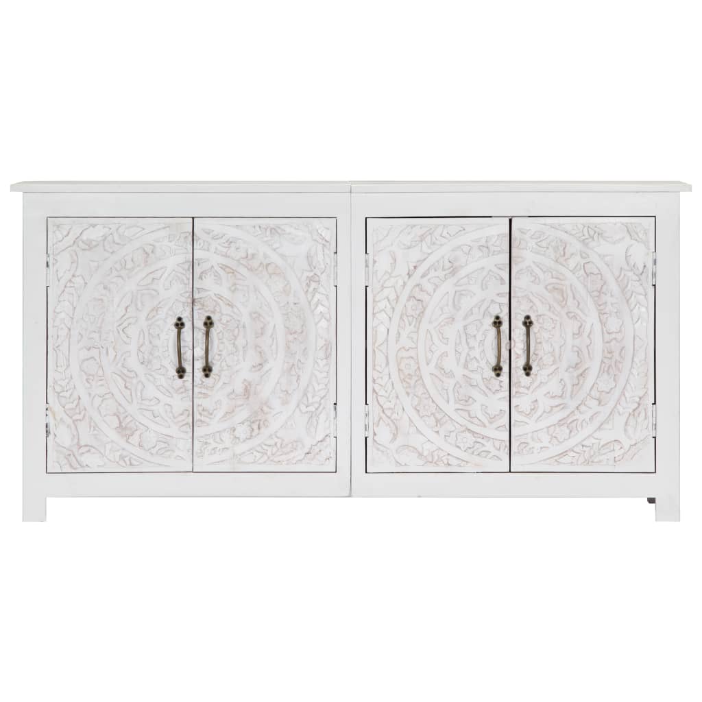 Sideboard Handmade White 140x30x70 cm Solid Acacia Wood