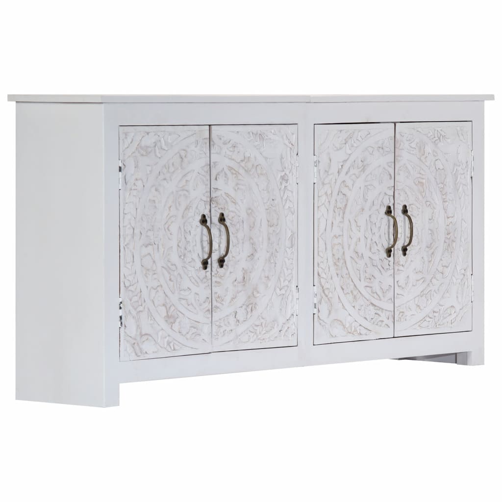 Sideboard Handmade White 140x30x70 cm Solid Acacia Wood