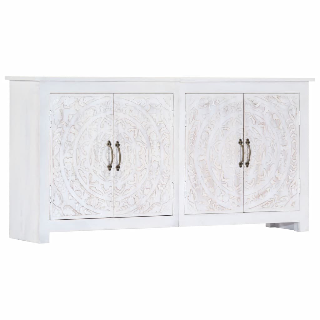 Sideboard Handmade White 140x30x70 cm Solid Acacia Wood