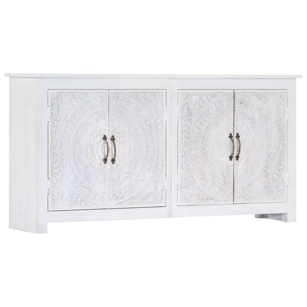 Sideboard Handmade White 140x30x70 cm Solid Acacia Wood