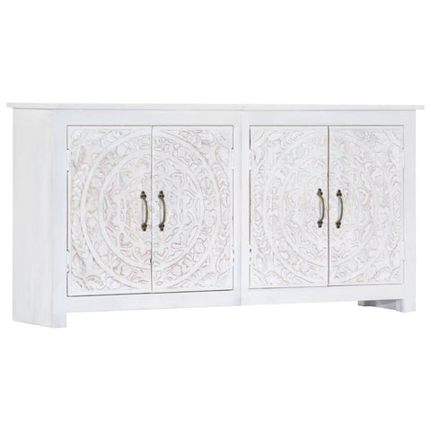 Sideboard Handmade White 140x30x70 cm Solid Acacia Wood