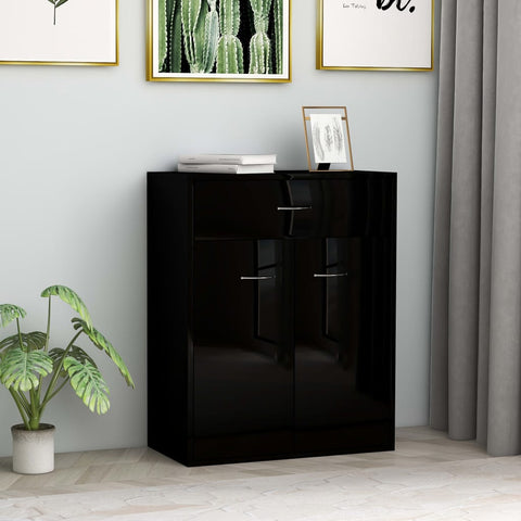 Sideboard High Gloss Black 60x30x75 cm Chipboard