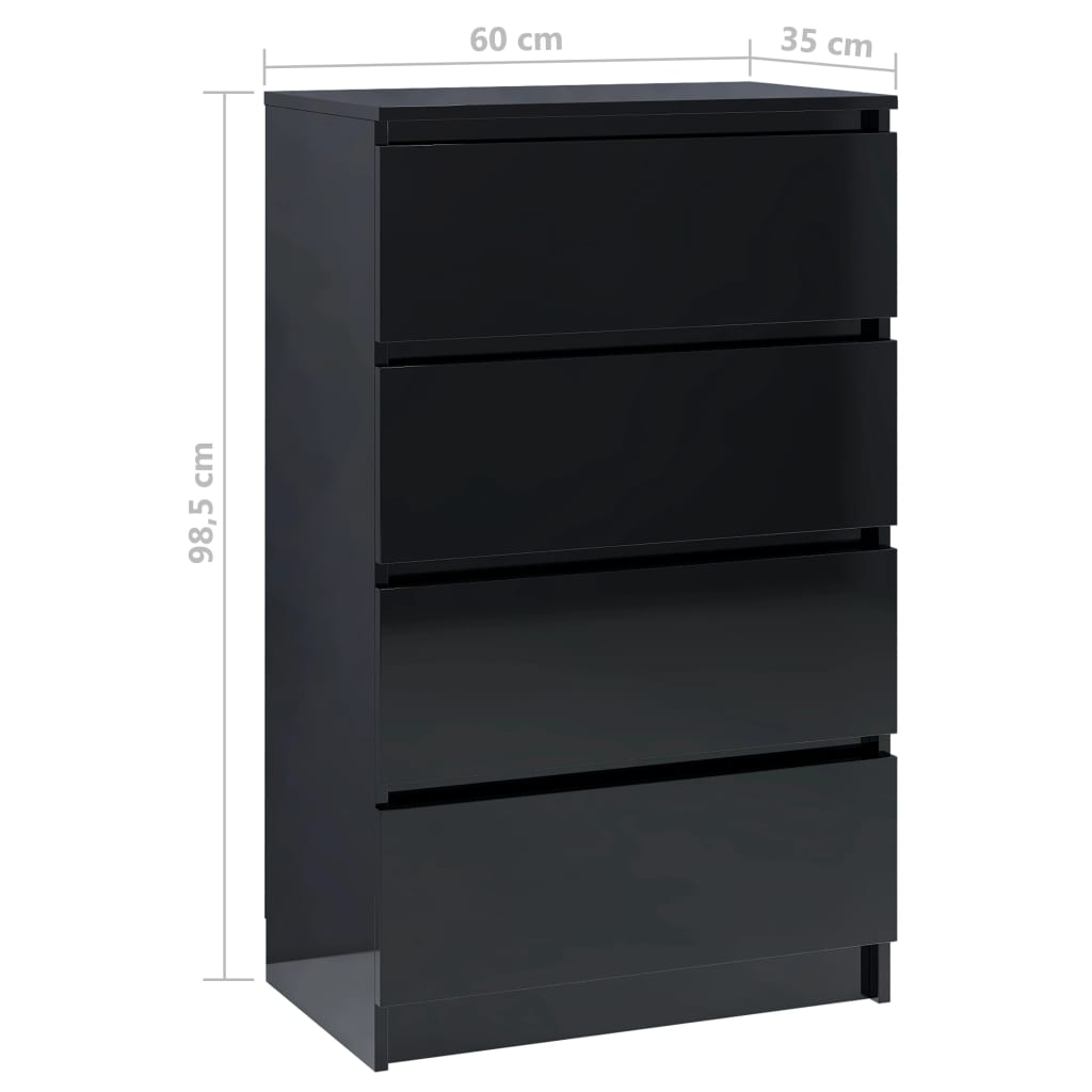 Sideboard High Gloss Black 60x35x98.5cm Chipboard