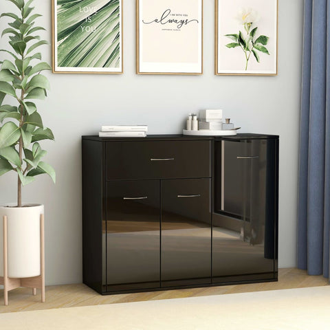 Sideboard High Gloss Black 88x30x70 cm Chipboard