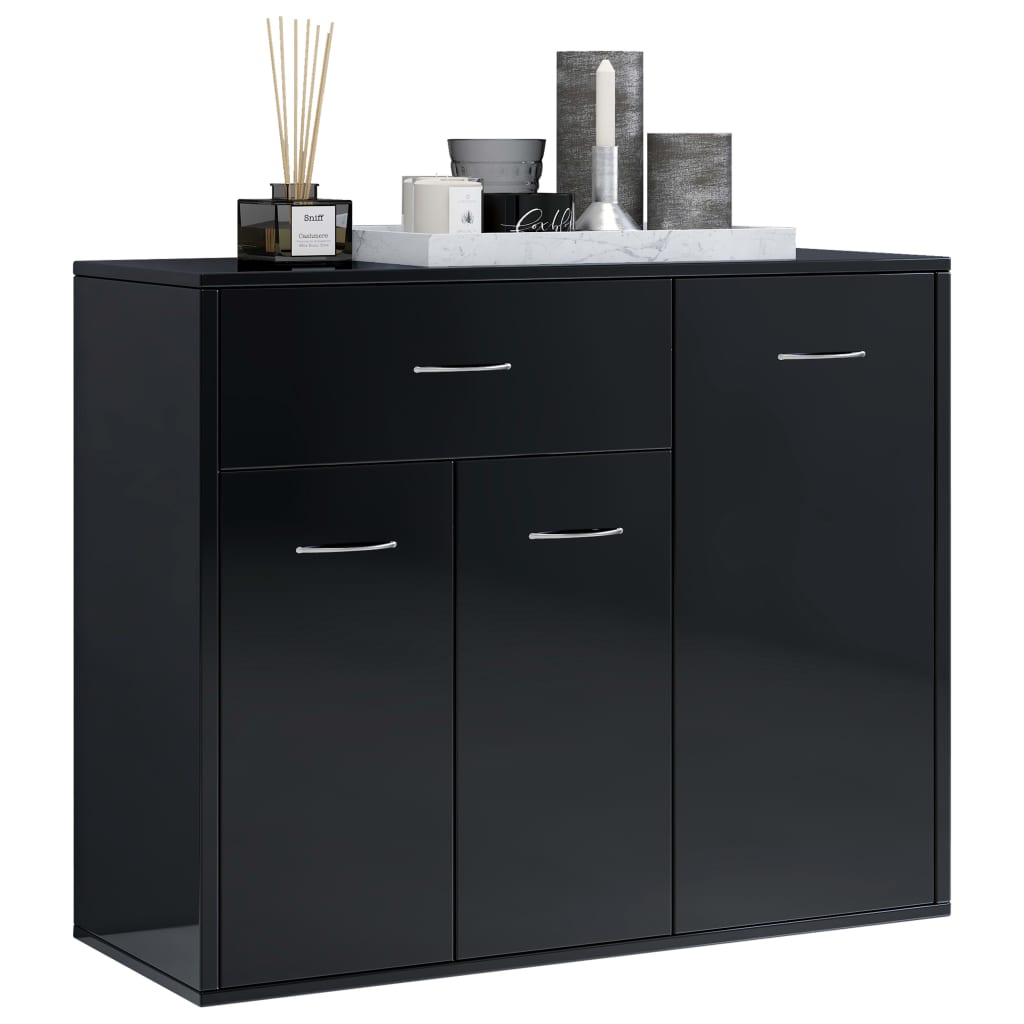 Sideboard High Gloss Black 88x30x70 cm Chipboard