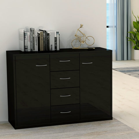 Sideboard High Gloss Black 88x30x75 cm Chipboard