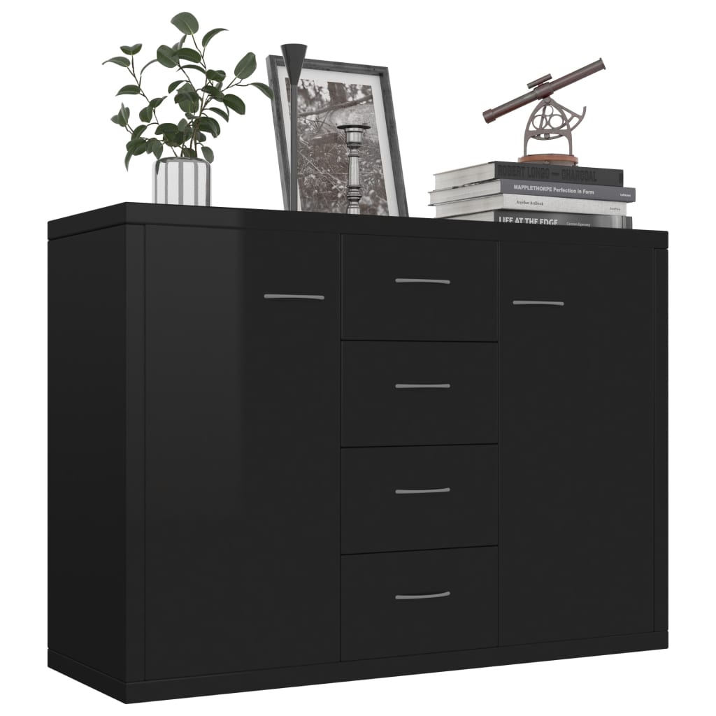 Sideboard High Gloss Black 88x30x75 cm Chipboard