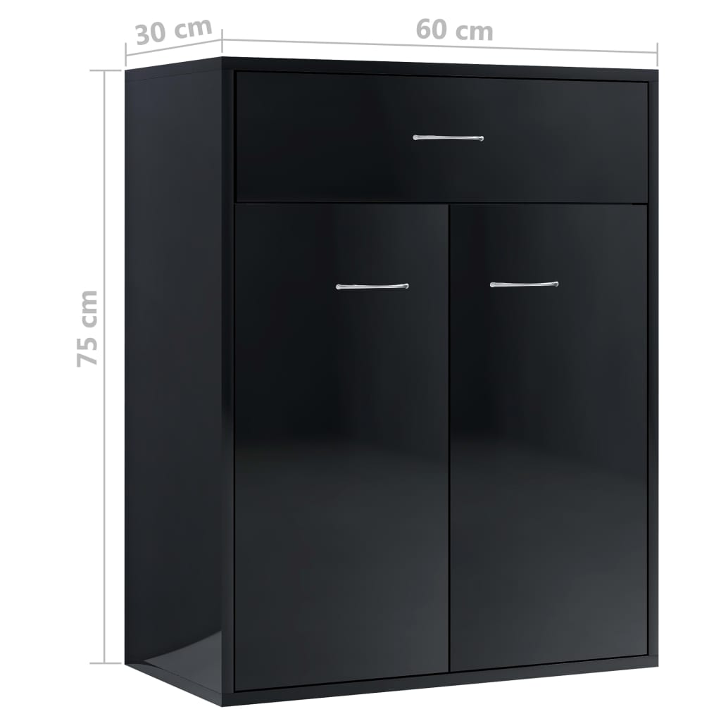 Sideboard  High Gloss Black  Chipboard