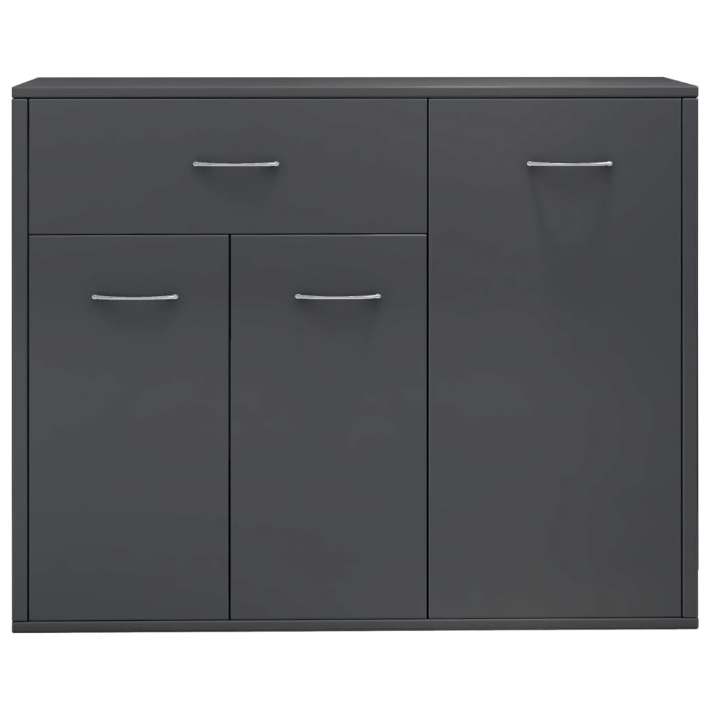 Sideboard High Gloss Grey 88x30x70 cm Chipboard
