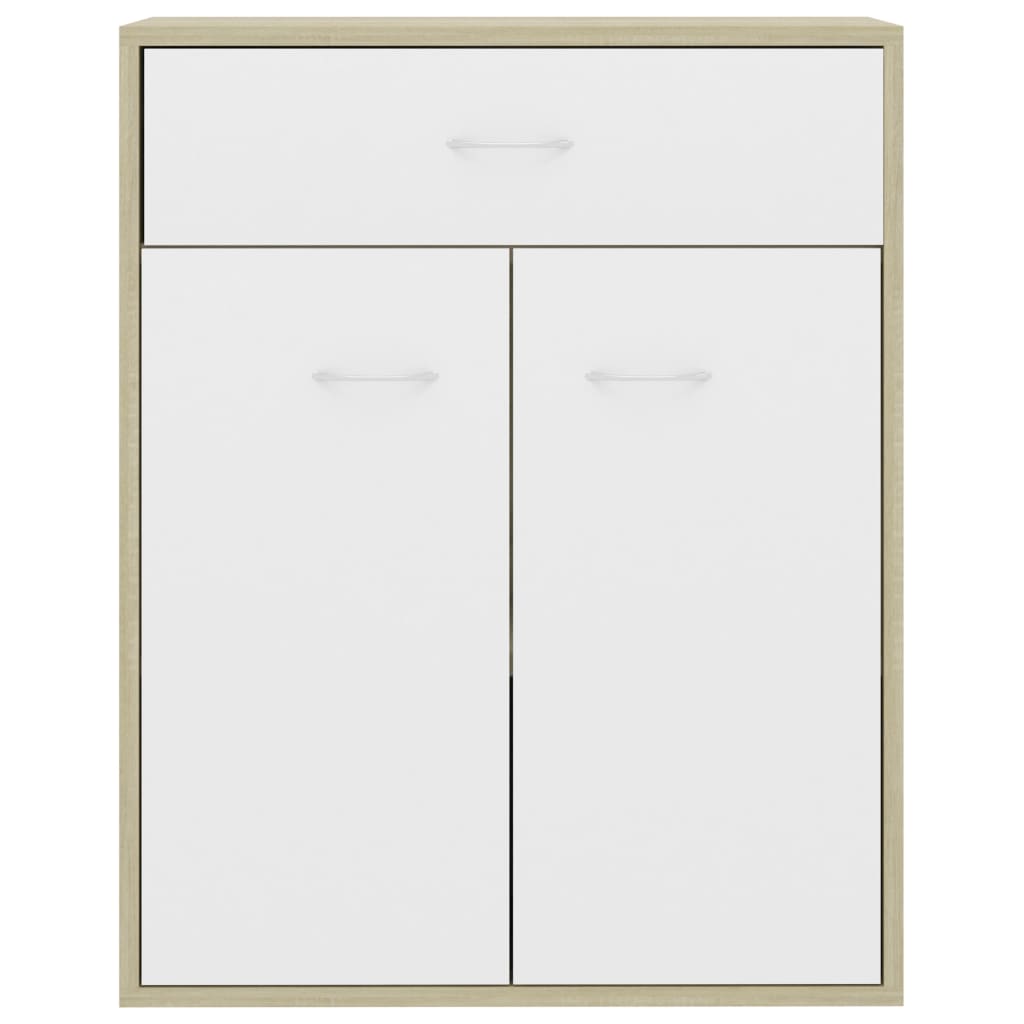 Sideboard White and Sonoma Oak 60x30x75 cm Chipboard