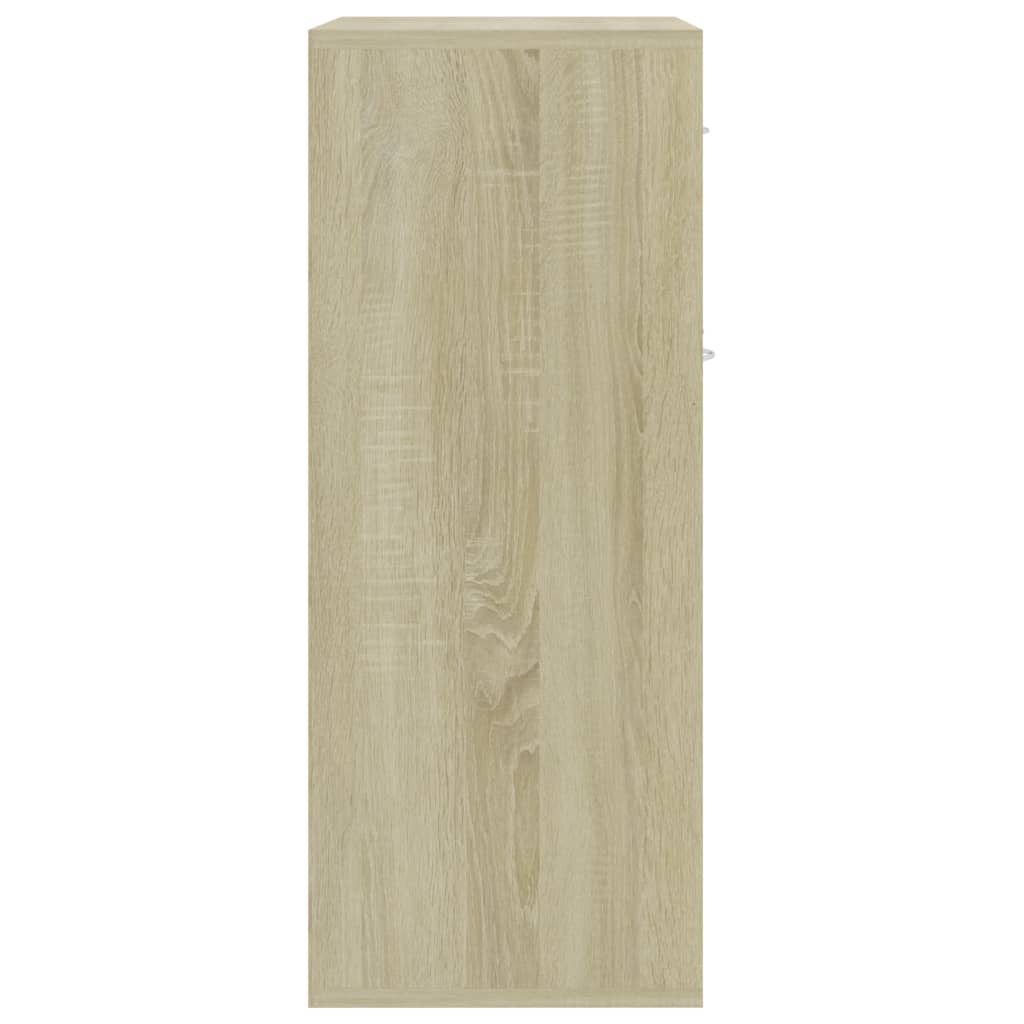 Sideboard White and Sonoma Oak 60x30x75 cm Chipboard