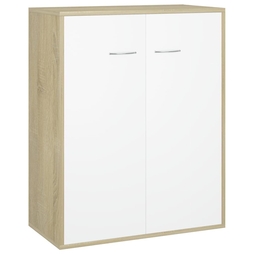 Sideboard White and Sonoma Oak 60x30x75 cm Chipboard