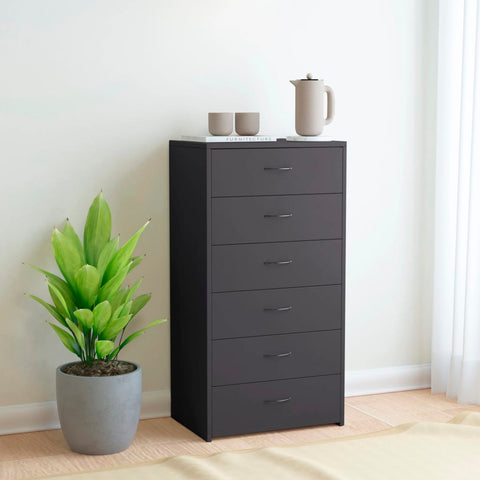 Sideboard with 6 Drawers Grey 50x34x96 cm Chipboard