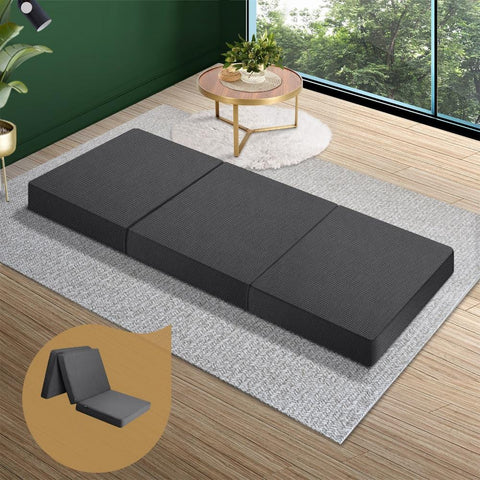 Simple Deals Folding Mattress Portable Single Sofa Foam Bed Camping Sleeping Pad Grey