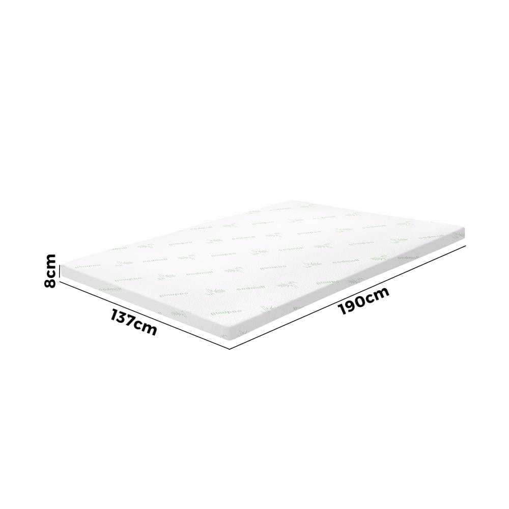 Simple Deals Memory Foam Mattress Topper Bed Cool Gel Bamboo Cover Underlay 8CM