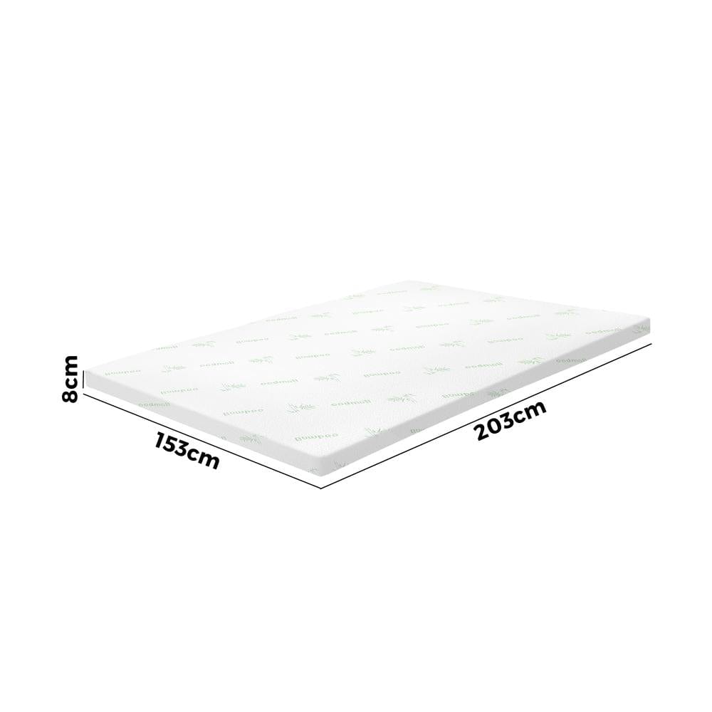 Simple Deals Memory Foam Mattress Topper Bed Cool Gel Bamboo Cover Underlay 8CM