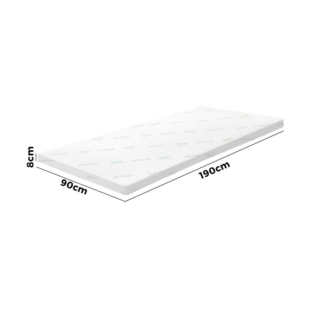 Simple Deals Memory Foam Mattress Topper Bed Cool Gel Bamboo Cover Underlay 8CM