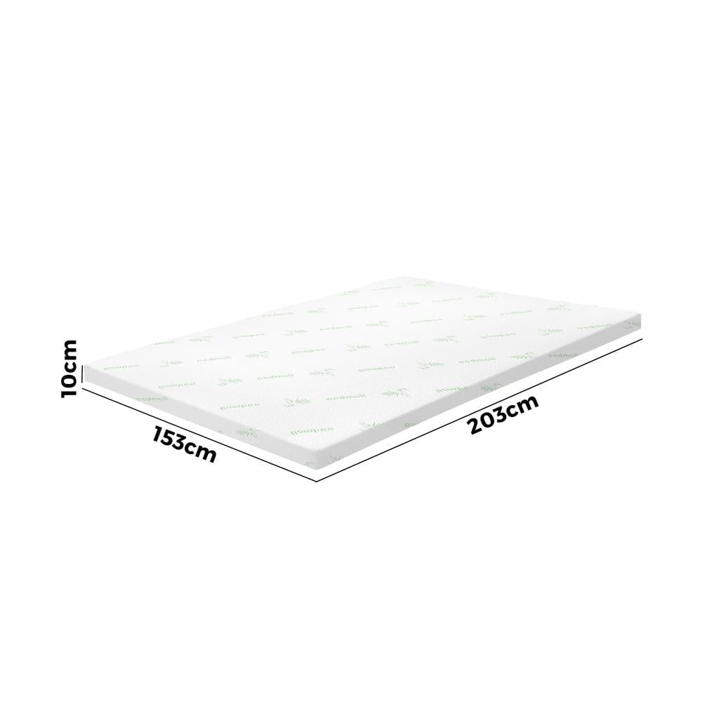 Simple Deals Memory Foam Mattress Topper Bed Cool Gel Bamboo Cover Underlay Queen 10CM  maually add