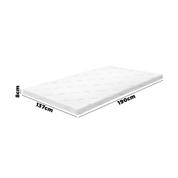 Simple Deals Memory Foam Mattress Topper Cool Gel Bed Bamboo Cover 7-Zone 8CM Queen/Double/King/Single