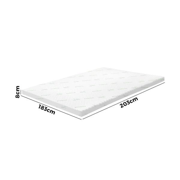Simple Deals Memory Foam Mattress Topper Cool Gel Bed Bamboo Cover 7-Zone 8CM Queen/Double/King/Single