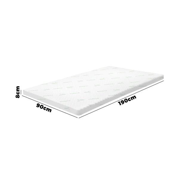 Simple Deals Memory Foam Mattress Topper Cool Gel Bed Bamboo Cover 7-Zone 8CM Queen/Double/King/Single
