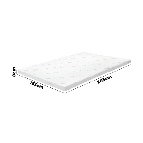 Simple Deals Memory Foam Mattress Topper Cool Gel Bed Bamboo Cover 7-Zone 8CM Queen/Double/King/Single