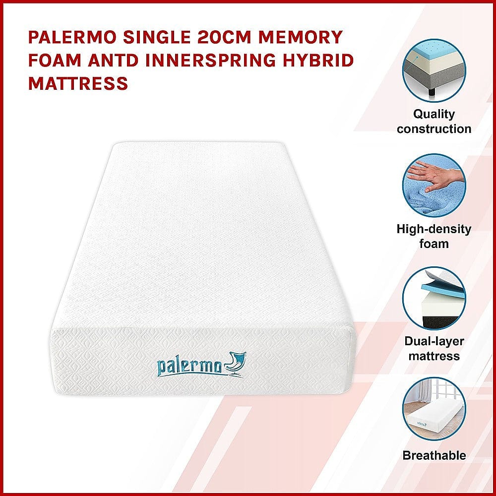 Simple Deals Single 25cm Memory Foam Mattress - Dual-Layered - CertiPUR-US Certified