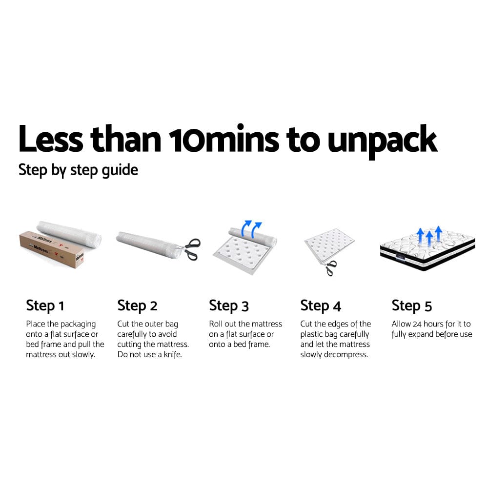 Simple Deals Single Mattress Pocket Spring 7-Zone Latex Foam Layer Bed Mattresses