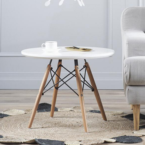 Simple White Color Round Coffee Table 80Cm