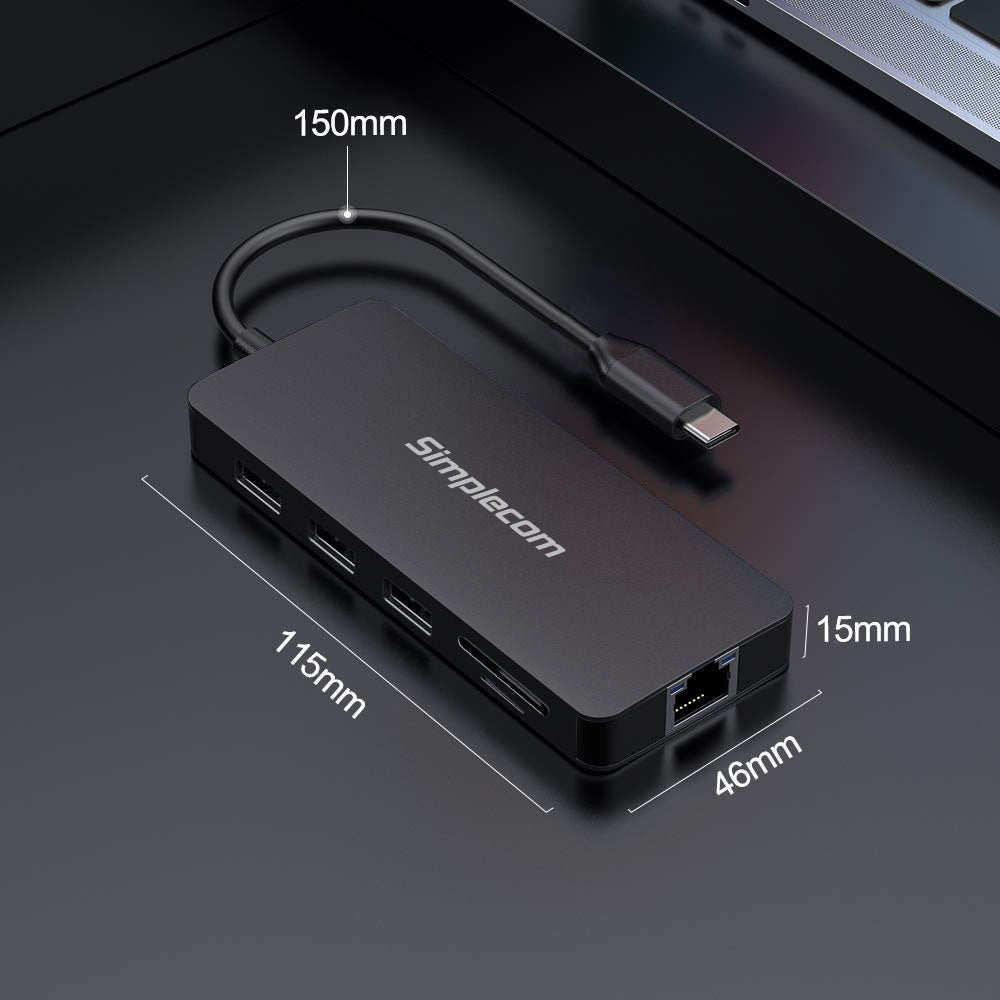 Simplecom Chn580 Usb-C Superspeed 8-In-1 Multiport Hub Adapter