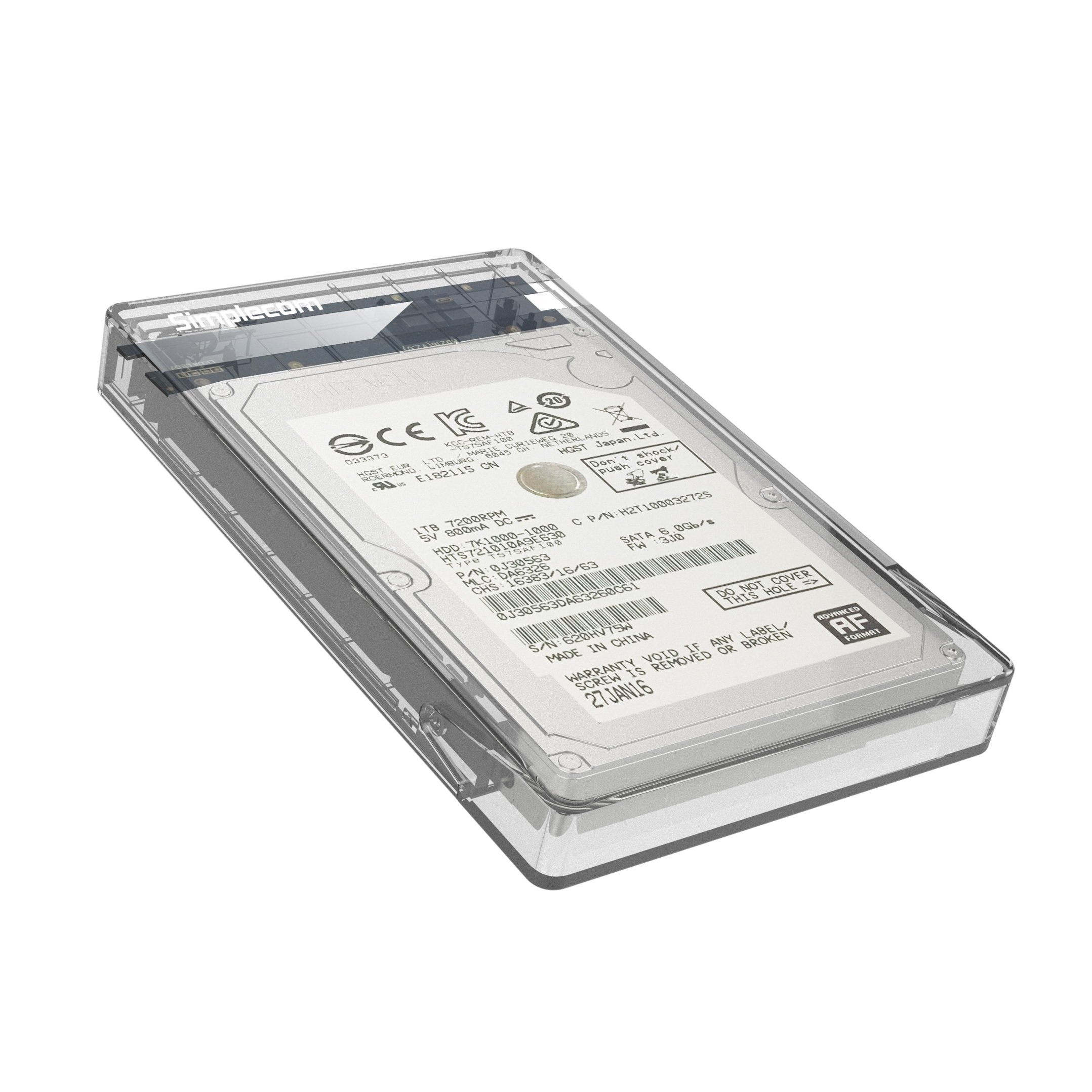 Computer Accessories Simplecom SE203 Tool Free 2.5" SATA HDD SSD to USB 3.0 Hard Drive Enclosure Clear