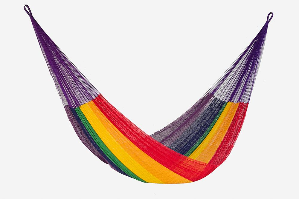 Hammocks Single Size Cotton Mexican Hammock in Rainbow Colour
