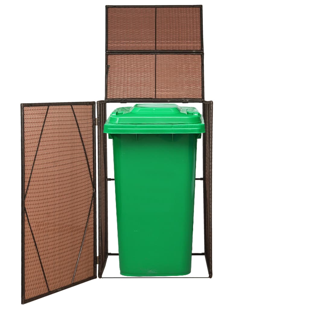 Single Wheelie Bin Shed Poly Rattan Brown - Simple deals