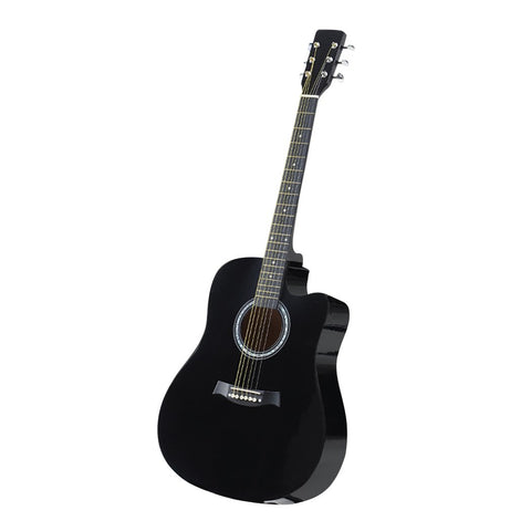 Sleek lacquer finish 41 Inch Wooden Folk Acoustic Guitar-black