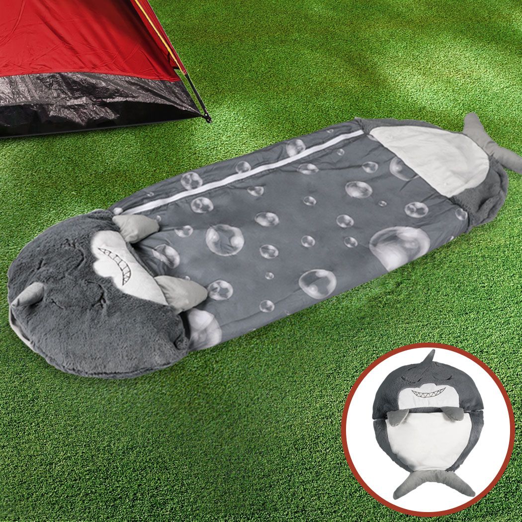 Sleeping Bag Child Pillow Kids Bags Happy Napper Gift Shark M/L Grey