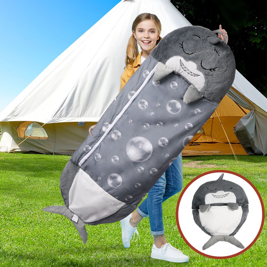 Sleeping Bag Child Pillow Kids Bags Happy Napper Gift Shark M/L Grey